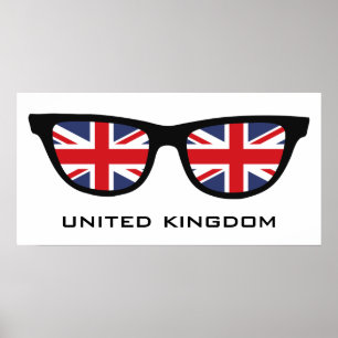 Union Jack UK Shades texto personalizado e poster