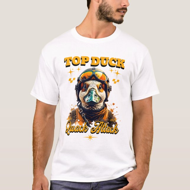 Unique Funny Duck Pilot Top Duck Quack Attack Art (Frente)