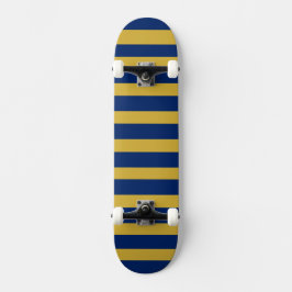 Unique Metallic Gold Navy Striped Skateboard