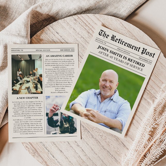 Unique Photo Newspaper Retirement Card (Criador carregado)