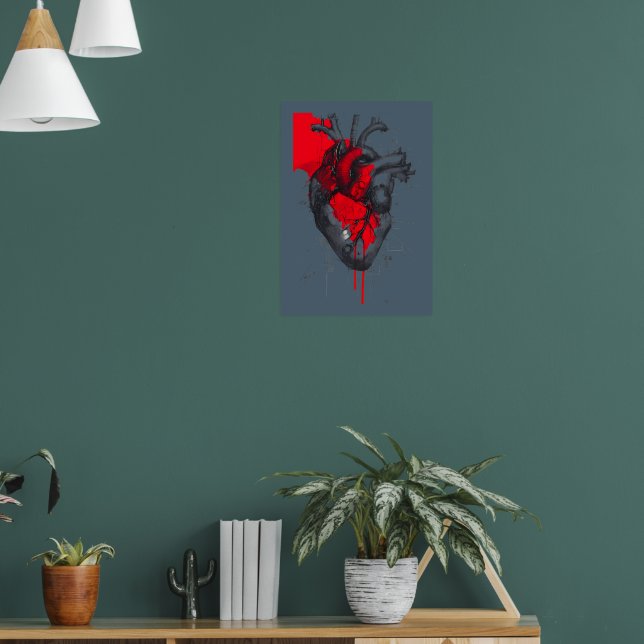 Unique Red Splatter Human Heart Poster Art (Sala de Estar 1)