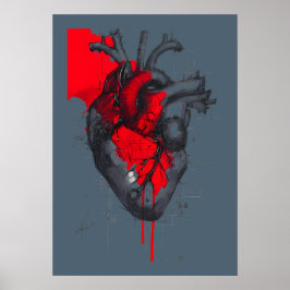 Unique Red Splatter Human Heart Poster Art