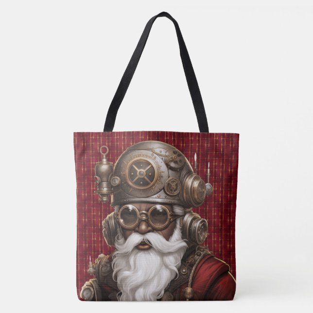 Uniquely Black Steampunk Santa Large Shoulder Tote (Frente)