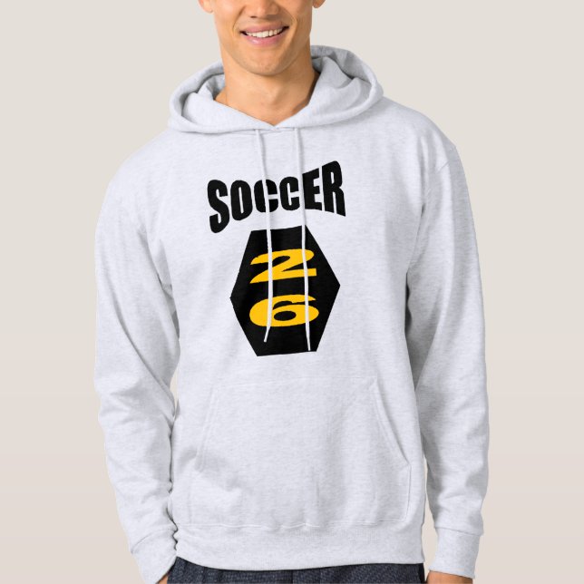 Unisex pullover hoodie. ash SOCCER 26 (Frente)