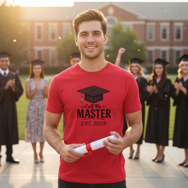 Unisex Red T-Shirt "Call Me Master" Custom date (Criador carregado)
