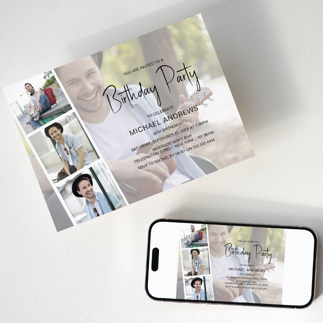 Unissex | Colagem de Fotografias | Convite de Aniv (Criador carregado)
