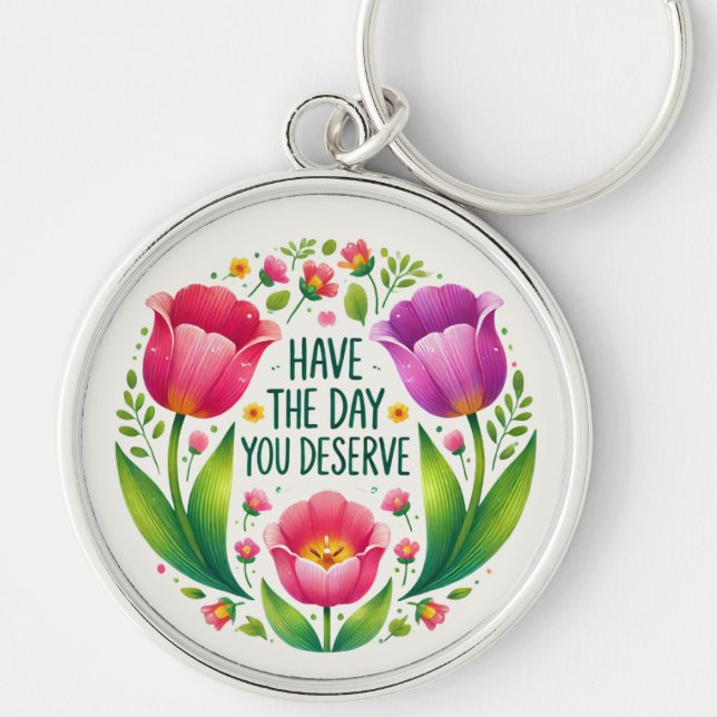 Uplifando Chaveiro - Design Floral Brilhante (Frente)