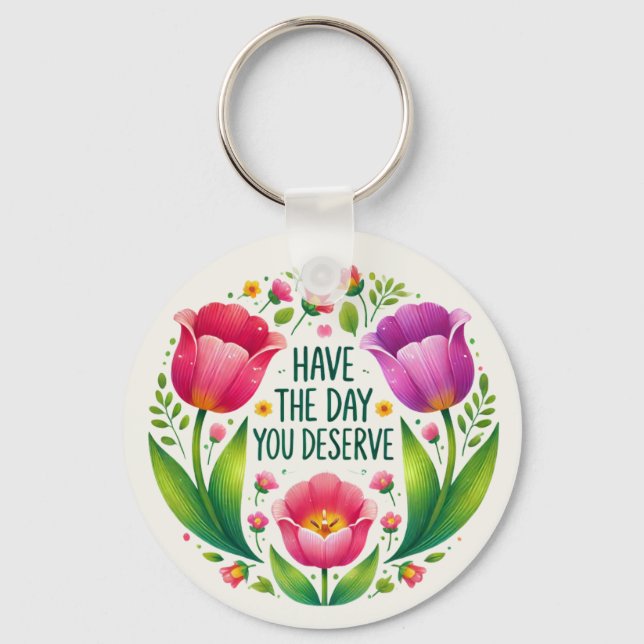 Uplifando Chaveiro - Design Floral Brilhante (Frente)