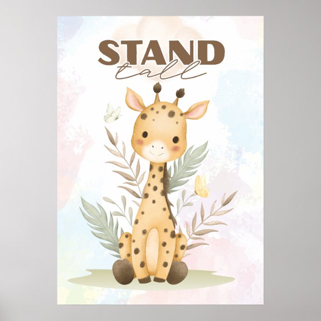 Uplifting Giraffe nursery wall poster Stand tall (Frente)