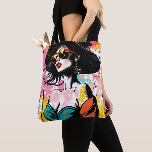 Urban Bloom Silhouette Tote Bag🌸✨ (Close Up)