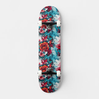 Urban Bloom: skate de Grafite Vermelho e Azul
