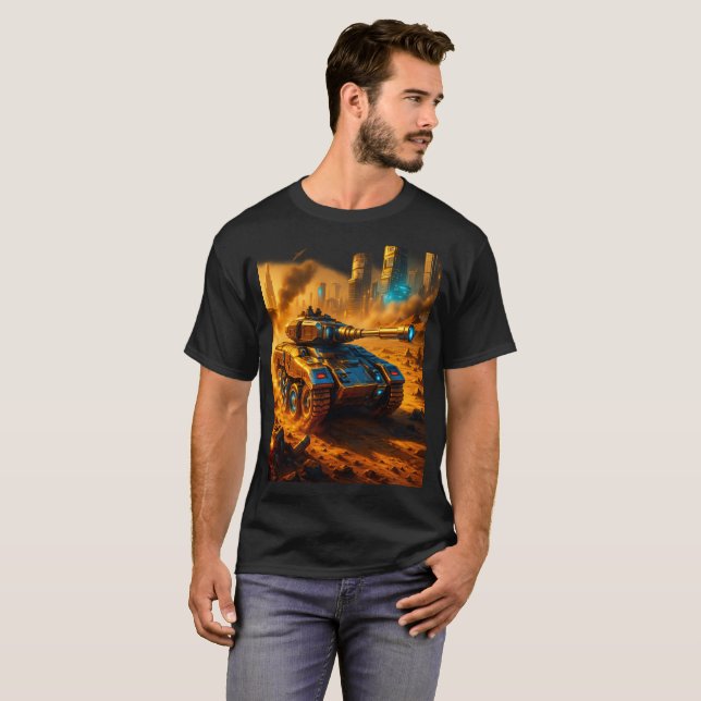 Urban Inferno Tank – Cyberpunk Battlefield T-Shirt (Frente Completa)