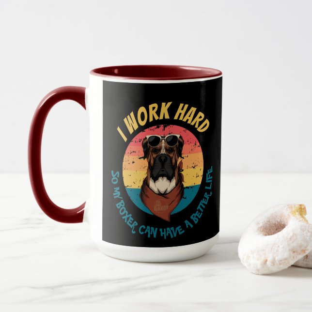 Urban Warrior BOXER  EU TRABALHO DURO  Caneca (Com Donut)