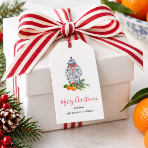 "urna azul e branca etiquetas de presente de Natal