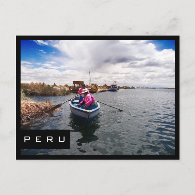 Uros no lago Titicaca, Peru: cartão postal preto (Frente)