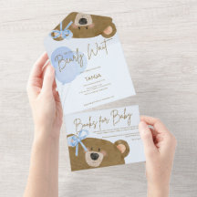 Ursinho Azul Que Podemos Brindar Chá de fraldas De