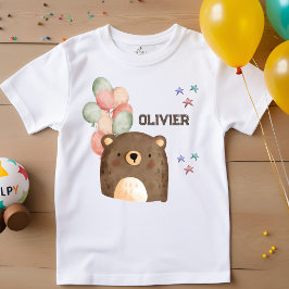 ursinho de aquarela com balões T-shirt infantil