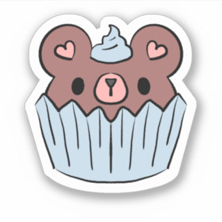 Ursinho de Cupcake Fofinho Kawaii Adesivo de Sobre