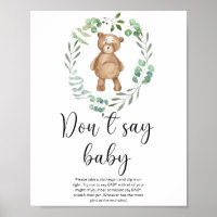 Ursinho de pelúcia Não diga Poster bebê