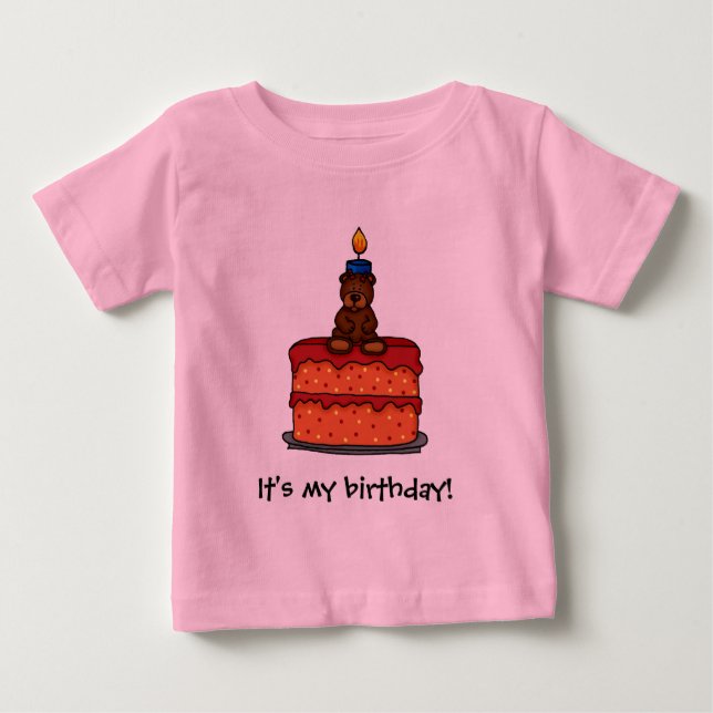 ursinho-menina na camiseta do bolo de aniversário (Frente)