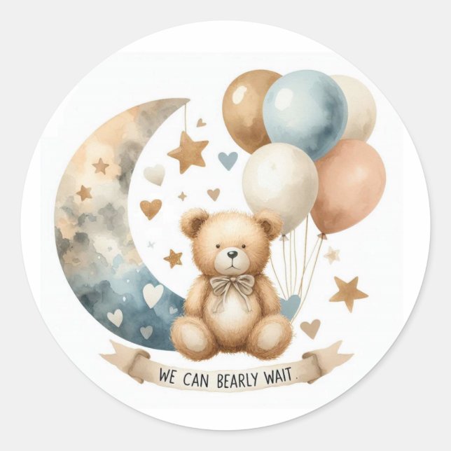 Ursinho neutro Sexo Revelar Adesivo Redondo (Frente)