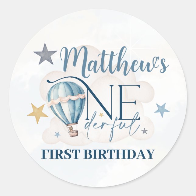 Ursinho Personalizado em um Balão Adesivos Redondo (Frente)