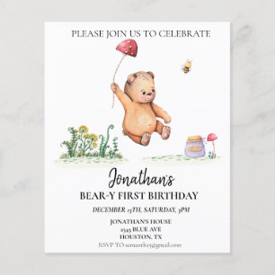 Urso 1º Primeiro Aniversário Aquarela Urso Fofo 