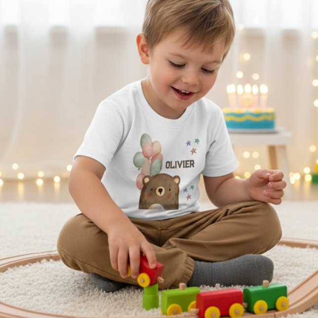 Urso aquoso com balões Toddler T-shirt (Criador carregado)