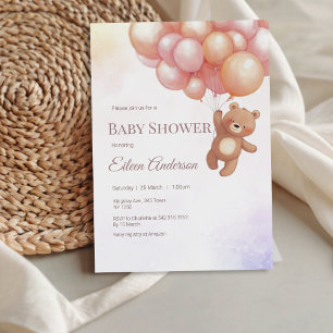 Urso Bonito com Convite para Chá de fraldas de Bal