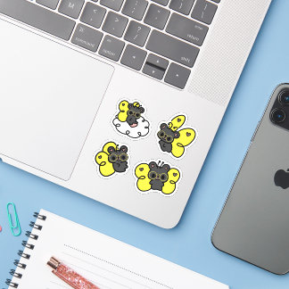 Urso Borboleta com óculos adesivo fofo Kawaii