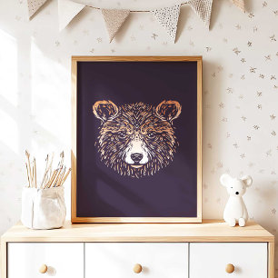Urso Castanho Forest Animal Wall Impressão