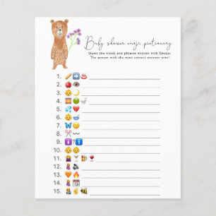 Urso - chá de fraldas de jogos Emoji