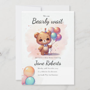 Urso Chibi Fofo que Mal Podemos Esperar Convite
