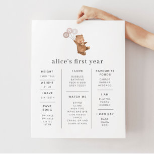 Urso com 3 Balões Cor-de-Rosa Poster