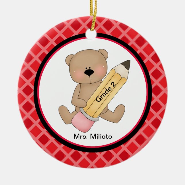 Urso com Enfeites de natal de Professores de Lápis (Frente)