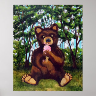 Urso Comendo Sorvete Belas Artes Poster