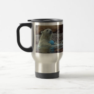 Urso Cub polar com caneca de viagem do brinquedo