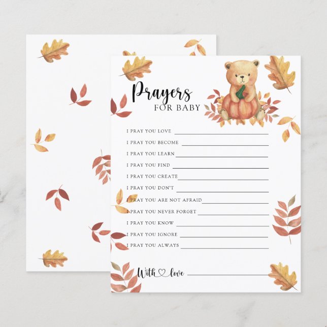 Urso da abóbora - Jogo da festa | oração para o be (Frente/Verso)