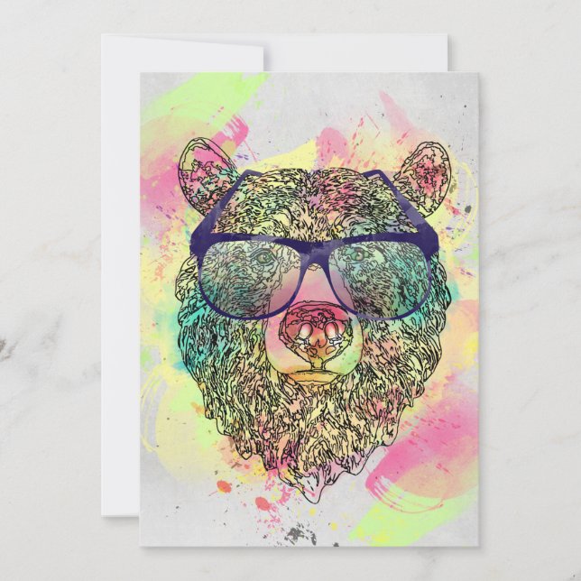 Urso de aquarela legal com óculos design (Frente)