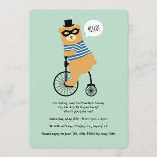 Urso De Biqueteiro Com Convite De Máscara