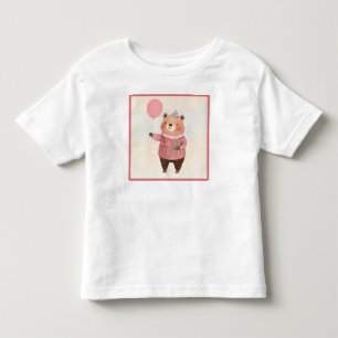 Urso de Chapéu Floral com Suéter de Xadrez Rosa