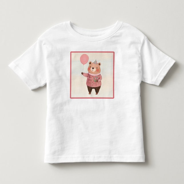 Urso de Chapéu Floral com Suéter de Xadrez Rosa (Frente)