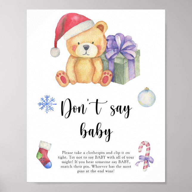 Urso de Inverno - Não diga Poster de bebê (Frente)