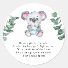 Urso de Koala - Etiqueta de Velas de Oração