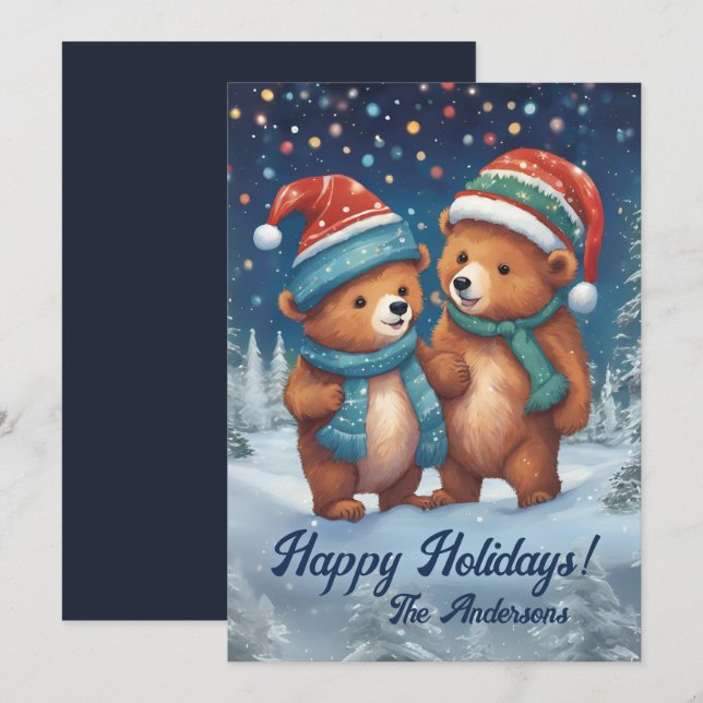 Urso de Natal 2, Feriados Felizes, Cartão de Natal (Frente/Verso)