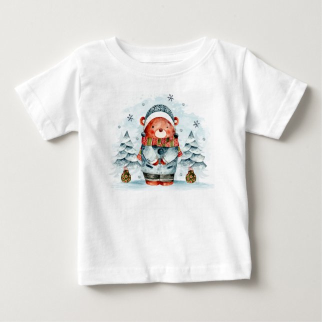 Urso De Natal Adorável Na Camisa De Neve (Frente)