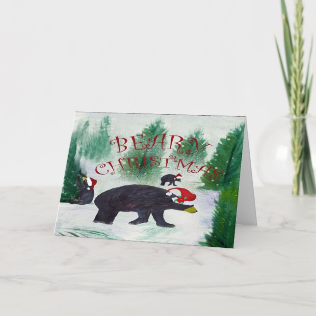 urso de Natal cartões de férias (Frente)