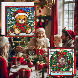 Urso de Natal Vidro Pintado Falso