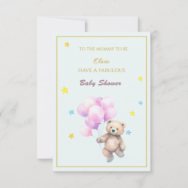 Urso de nome personalizado com balões flutuantes C (Frente)