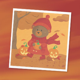 Urso de Outono com Guardanapo de Papel de Hallowee